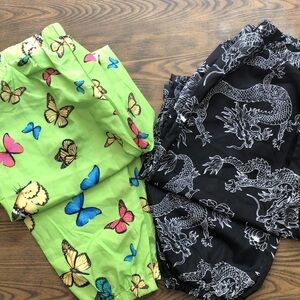 🎄Shein pants jogger, dragon and butterfly x 2 SZ  L